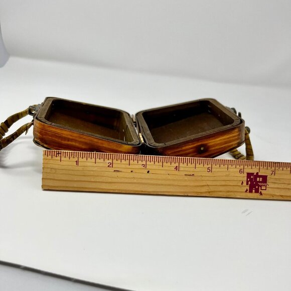 Mini Vintage Wooden and bamboo Purse Storage Case - Picture 11 of 11